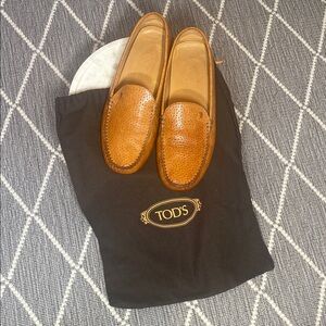 Tod's women Tan Leather Perforated Loafers